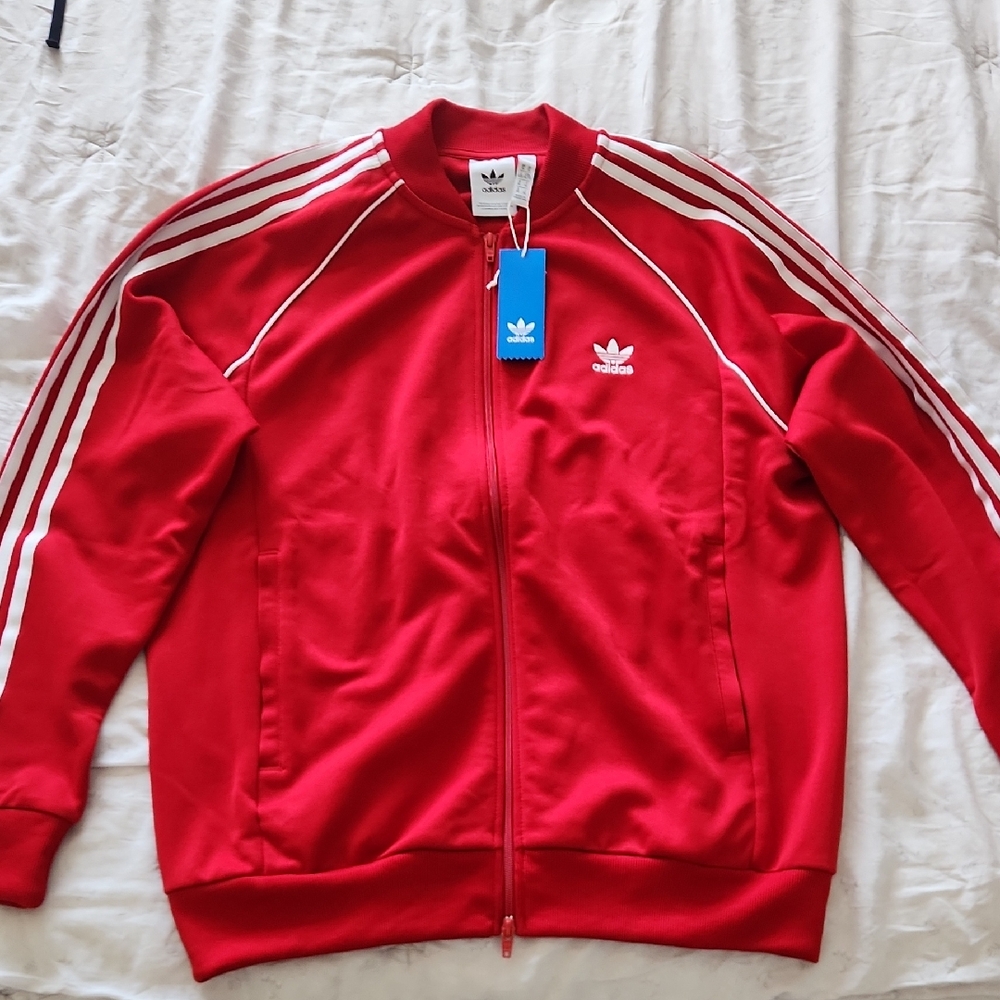 Adidas Red and White Track Jacket